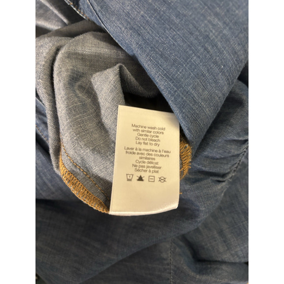 Veronica Beard Dress 6 Blue Denim Mini Vneck Boho Short Snaps Western - Picture 7 of 10